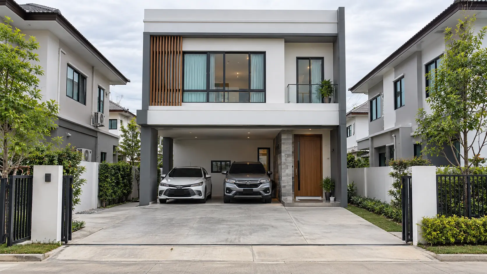 ภาพภายนอกบ้านอริน บ้านสไตล์Contemporary Luxury พร้อมสวนและที่จอดรถ
